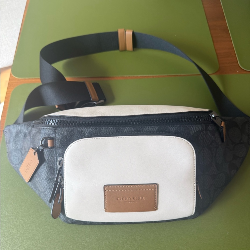 Authentic (Never Used) Coach belt bag black and white color scheme.